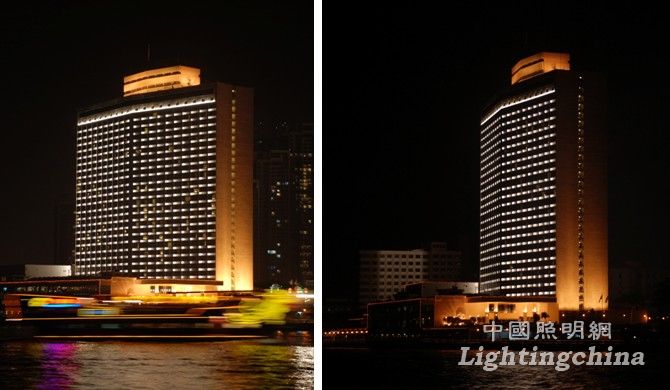 广州亚运会珠江沿岸夜景照明之广州白天鹅酒店亮化工程